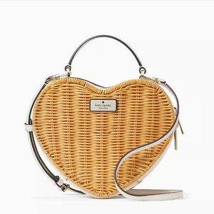 FACTORY SEALED! Kate Spade ♠️ Love Shack Heart 🤍Wicker Crossbody
